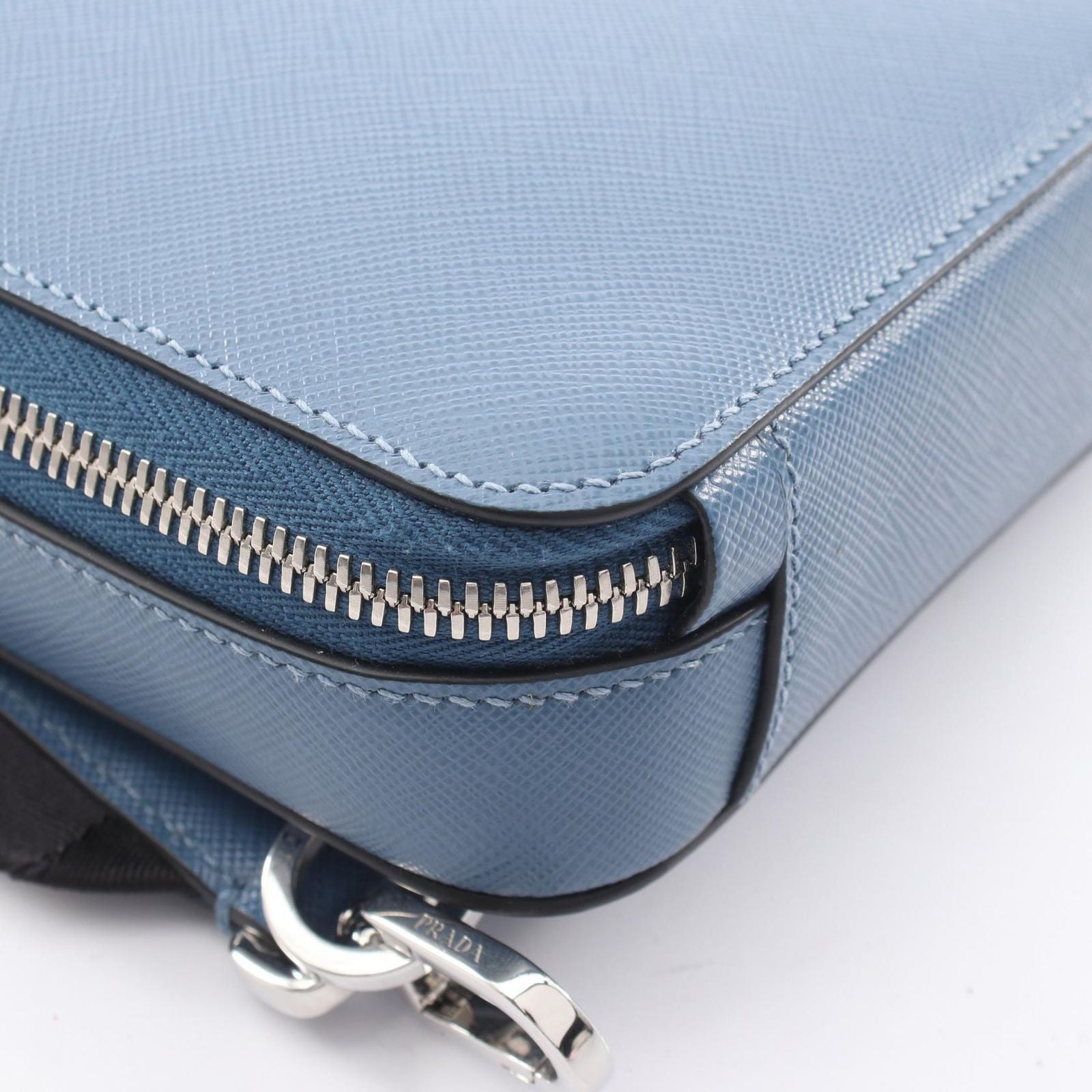 Prada Waist Bag Brick Blue Saffiano Leather — view 6