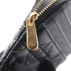 Dior Coin Case Caro Lavender Wallet Cannage Black Leather — view 8