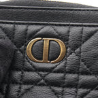 Dior Coin Case Caro Lavender Wallet Cannage Black Leather — view 7