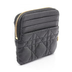 Dior Coin Case Caro Lavender Wallet Cannage Black Leather — view 2