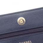 Chanel Shoulder Bag 19 Navy Calf Quilted Chain Wallet — view 8