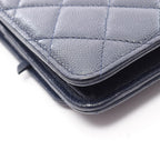 Chanel Shoulder Bag 19 Navy Calf Quilted Chain Wallet — view 9