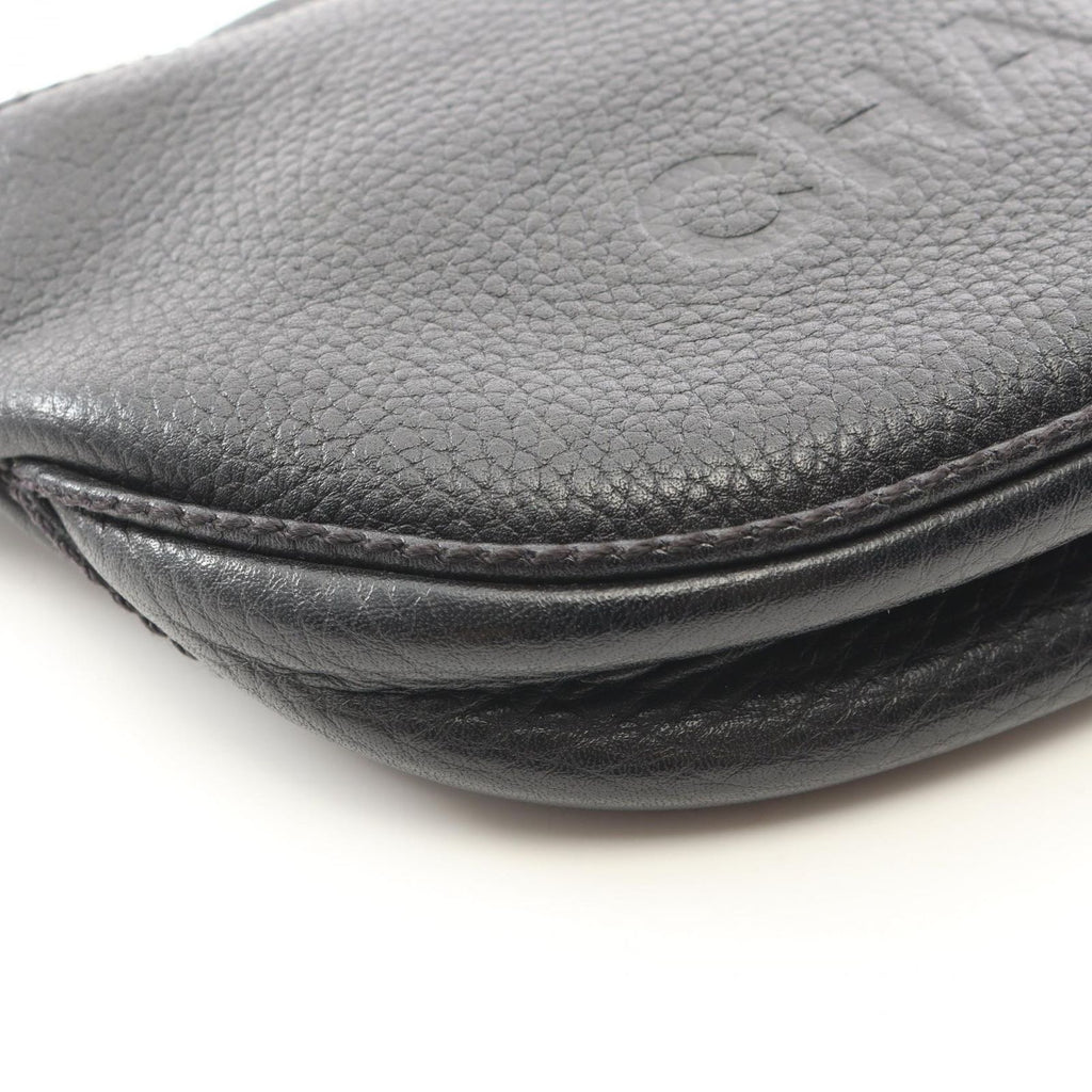 Chanel Shoulder Bag Logo Fringe Black Leather — view 6