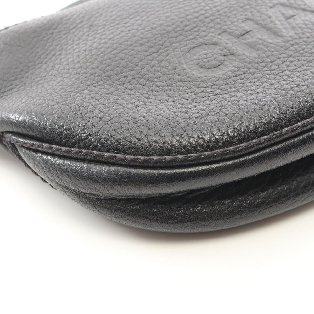 Chanel Shoulder Bag Logo Fringe Black Leather — view 6