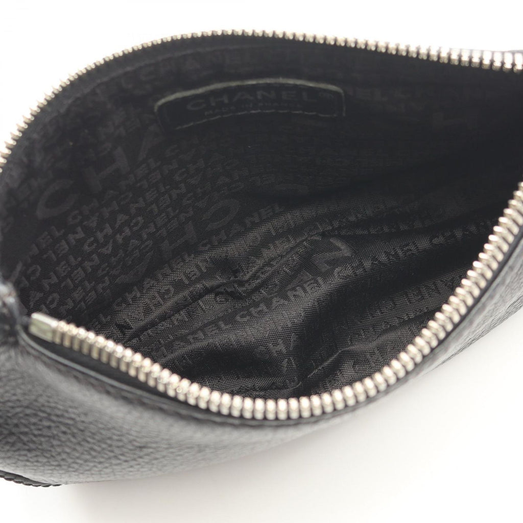 Chanel Shoulder Bag Logo Fringe Black Leather — view 3