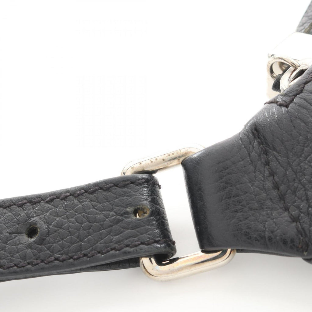 Chanel Shoulder Bag Logo Fringe Black Leather — view 7