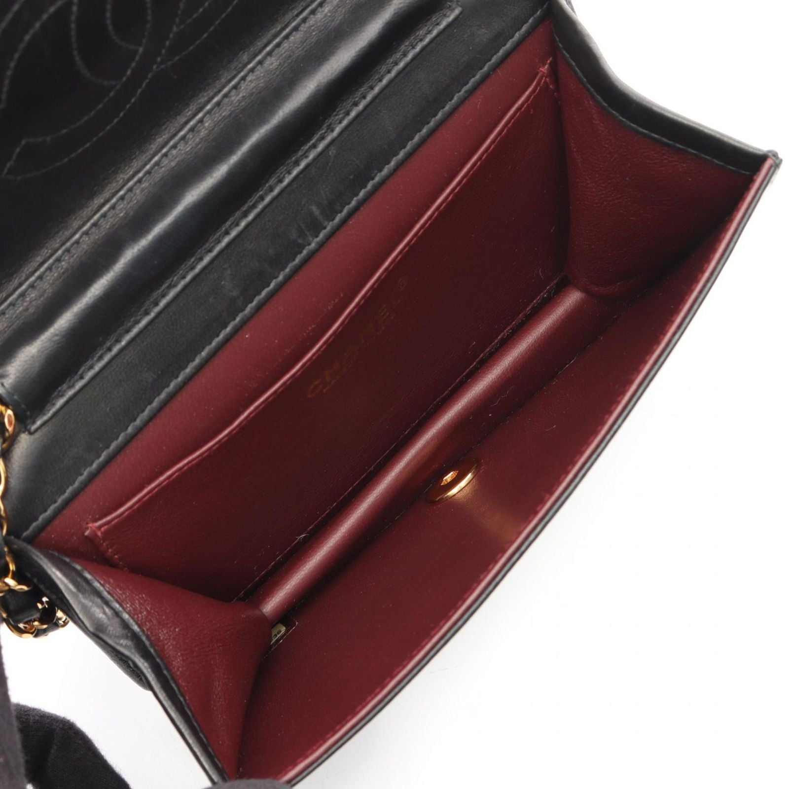 Chanel Shoulder Bag Mini Quilted Full Flap Turnlock Black Lambskin Mini Chain — view 3