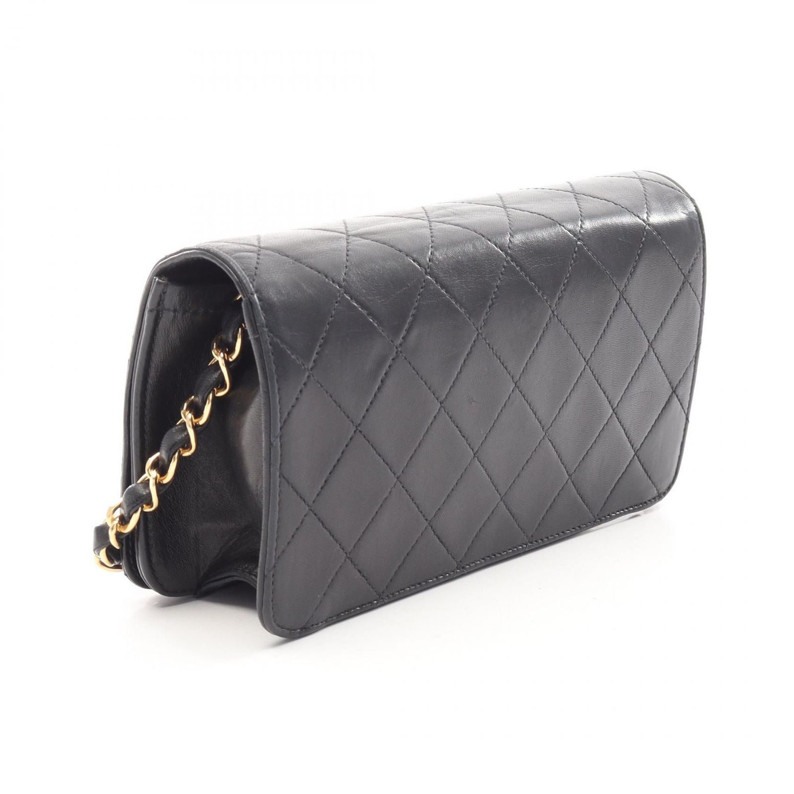 Chanel Shoulder Bag Mini Quilted Full Flap Turnlock Black Lambskin Mini Chain — view 2