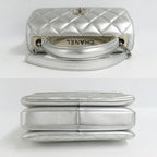 Chanel Top Handle Flap Bag Quilted Silver Lambskin — view 4