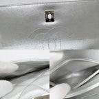Chanel Top Handle Flap Bag Quilted Silver Lambskin — view 7