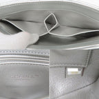 Chanel Top Handle Flap Bag Quilted Silver Lambskin — view 6