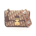Dior Shoulder Bag Addict Dict Oblique Jacquard Brown Canvas Leather