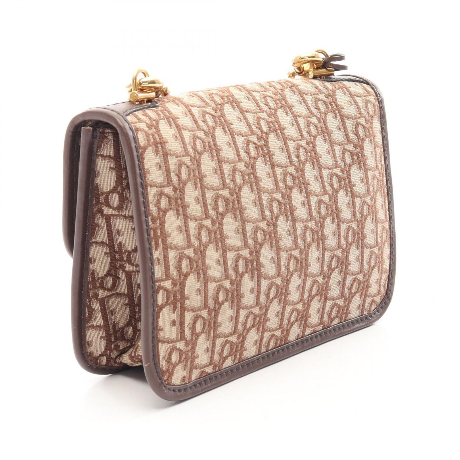 Dior Shoulder Bag Addict Dict Oblique Jacquard Brown Canvas Leather — view 2