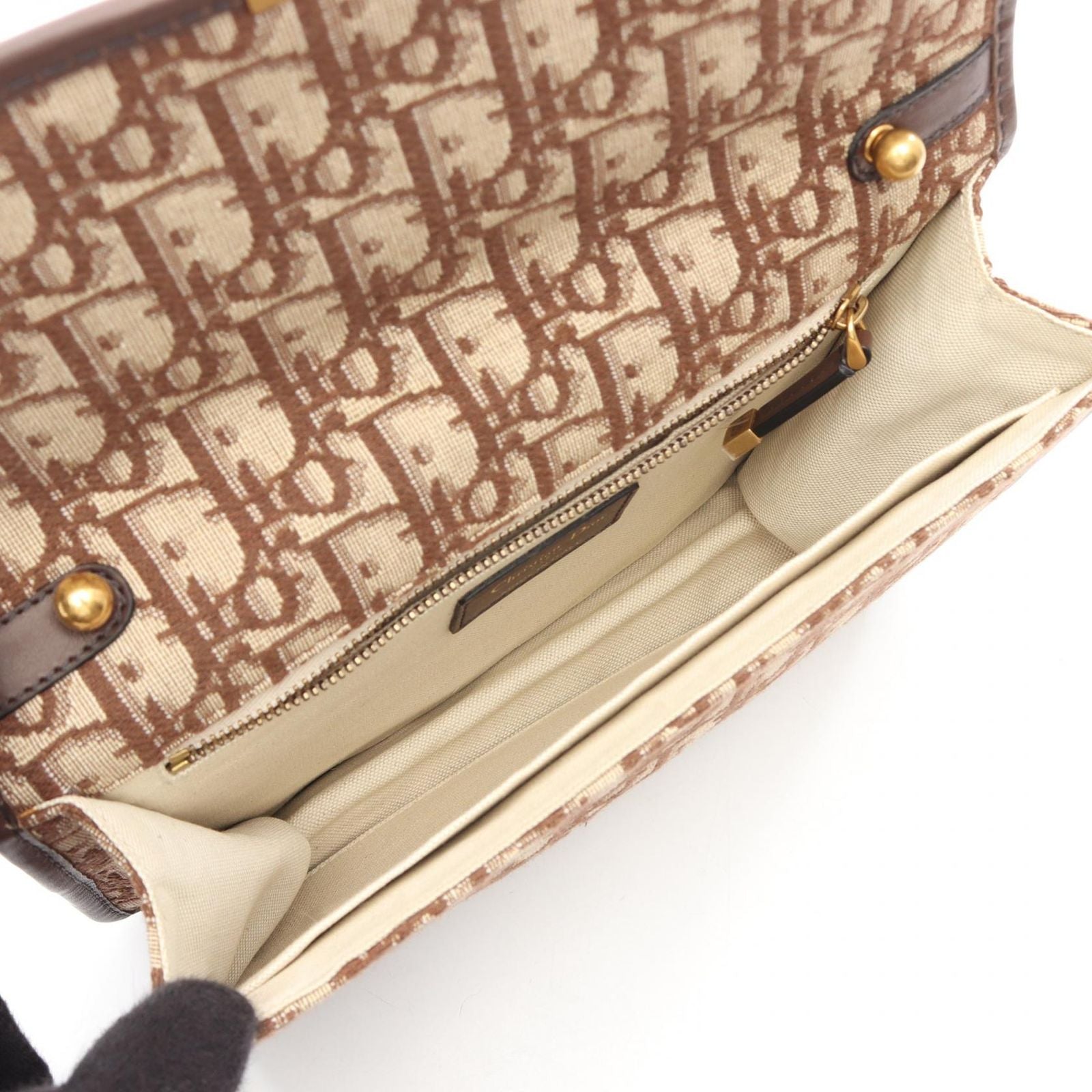 Dior Shoulder Bag Addict Dict Oblique Jacquard Brown Canvas Leather — view 3