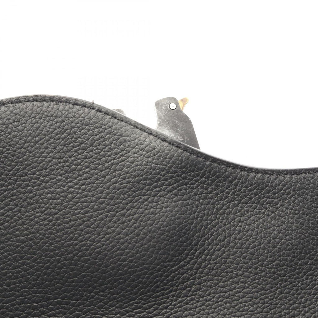 Dior Shoulder Bag Saddle Oblique Navy Black Canvas Leather with Flap Small — view 9