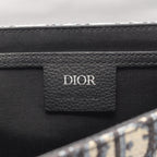 Dior Shoulder Bag Saddle Oblique Navy Black Canvas Leather with Flap Small — view 4