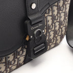 Dior Shoulder Bag Saddle Oblique Navy Black Canvas Leather with Flap Small — view 7