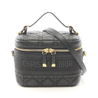 Dior Handbag Travel Small Vanity Cannage 2-Way Black Lambskin