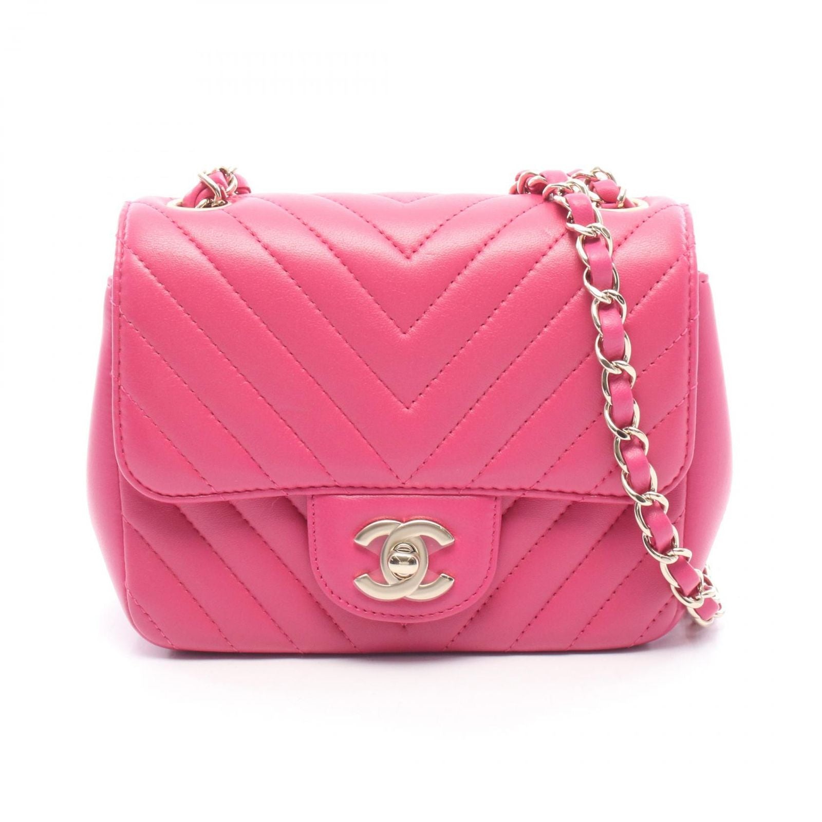 Chanel Shoulder Bag Chain Pink Leather