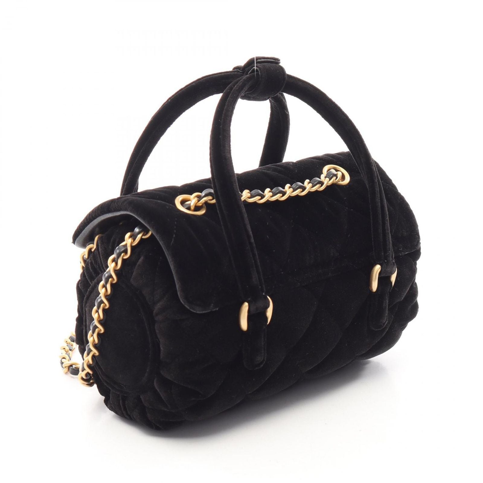 Chanel Shoulder Bag Quilted Mini 2-Way Black Fabric Leather Chain — view 2