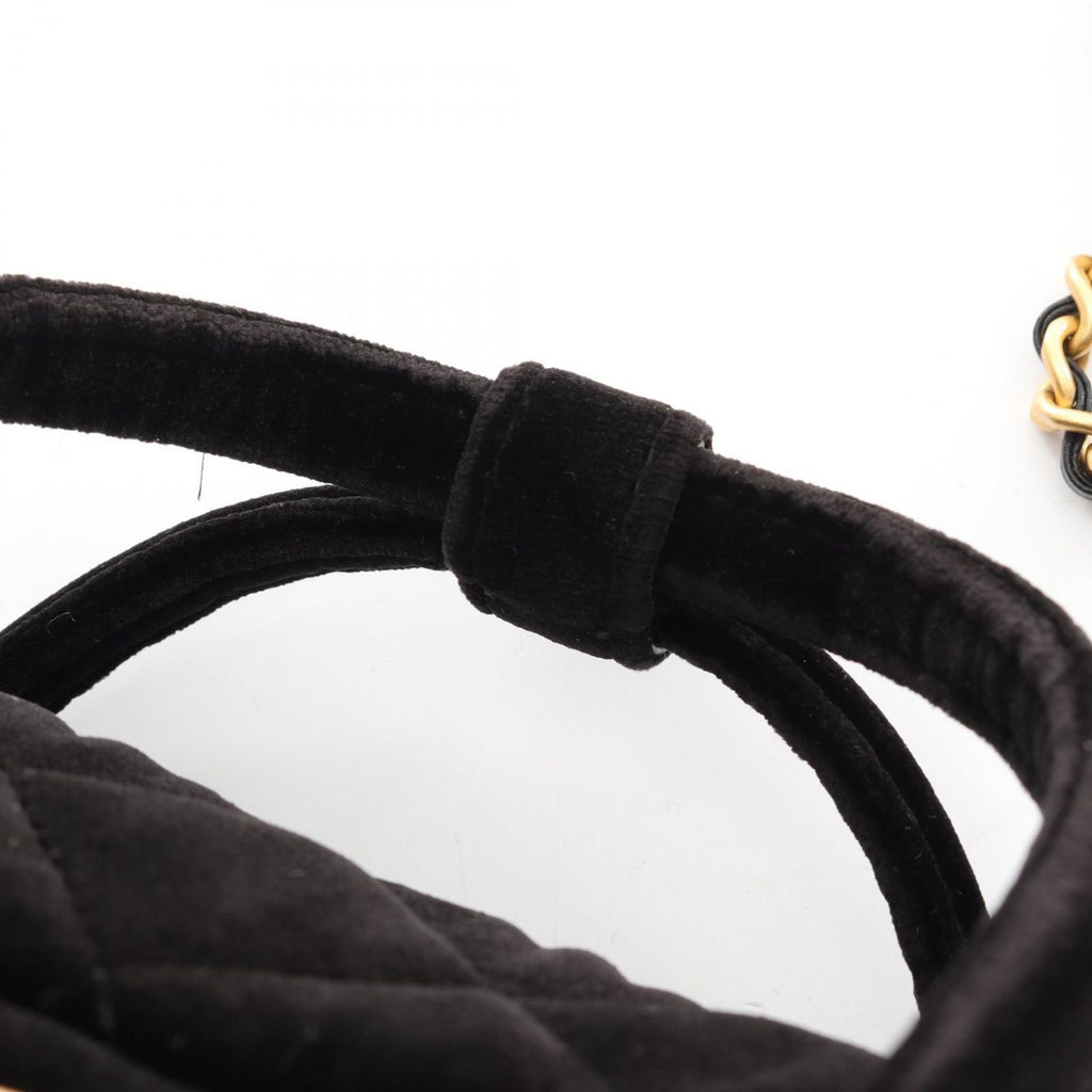 Chanel Shoulder Bag Quilted Mini 2-Way Black Fabric Leather Chain — view 7