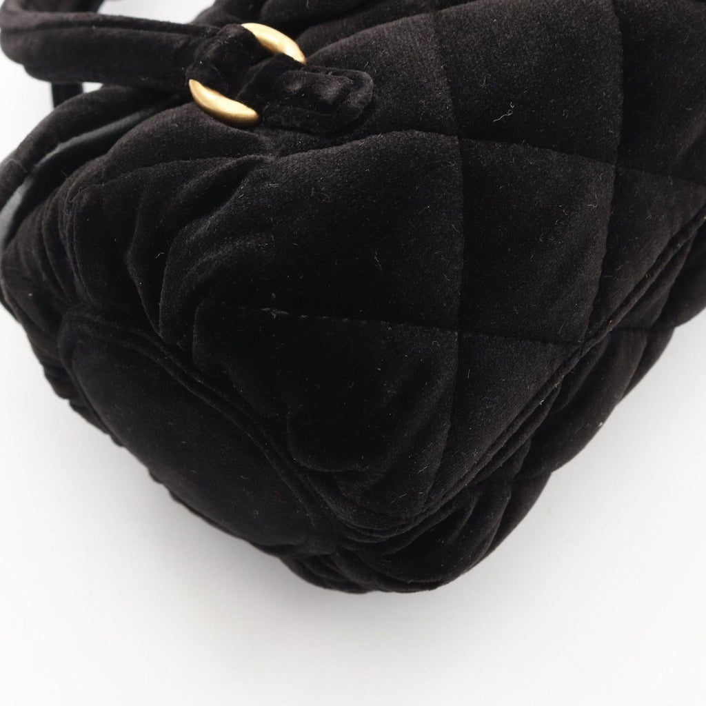 Chanel Shoulder Bag Quilted Mini 2-Way Black Fabric Leather Chain — view 6