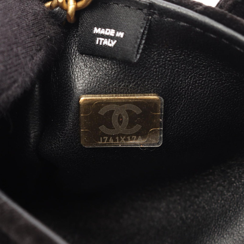 Chanel Shoulder Bag Quilted Mini 2-Way Black Fabric Leather Chain — view 5