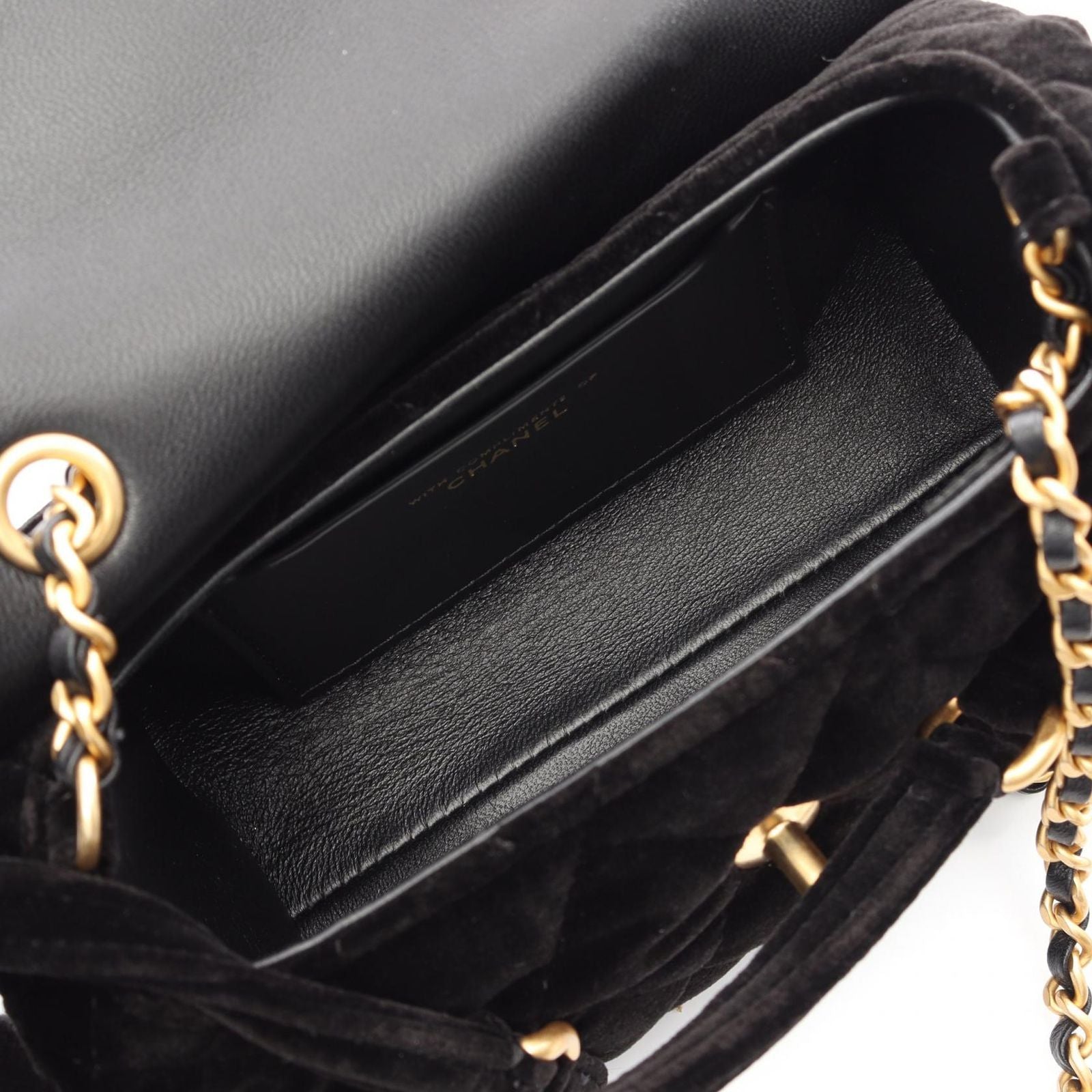 Chanel Shoulder Bag Quilted Mini 2-Way Black Fabric Leather Chain — view 3