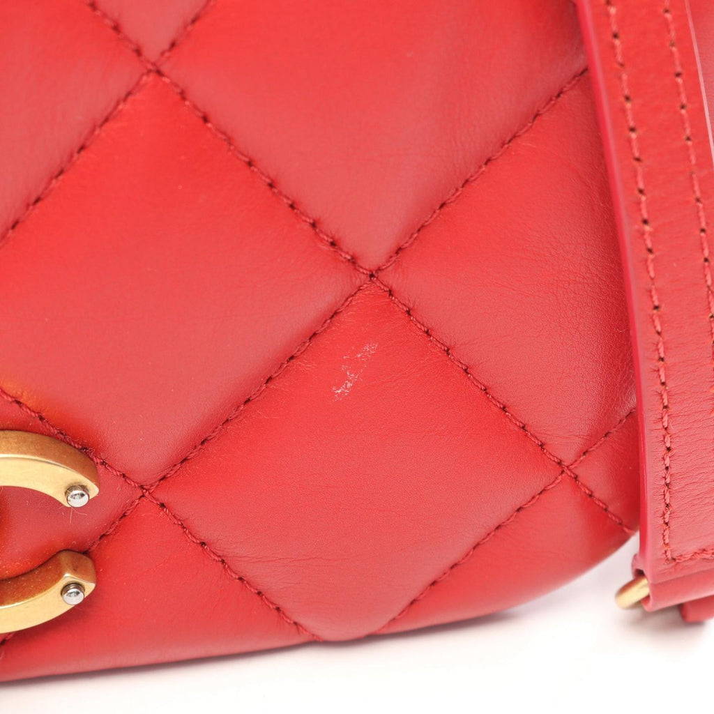 Chanel Shoulder Bag Quilted Mini Red Lambskin Chain — view 8