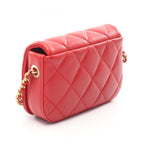 Chanel Shoulder Bag Quilted Mini Red Lambskin Chain — view 2