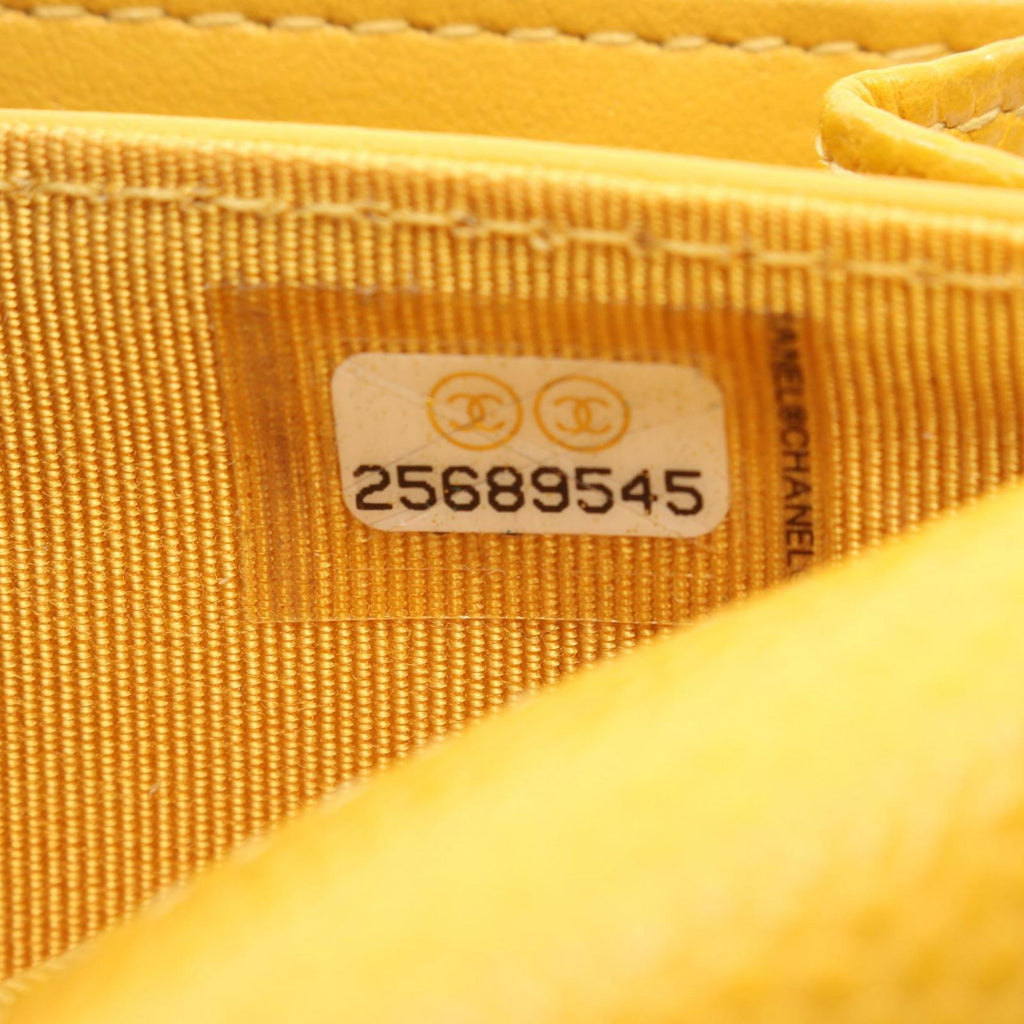 Chanel Shoulder Bag Quilted Mini Yellow Caviar Leather Chain Wallet — view 6