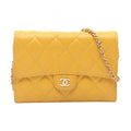 Chanel Shoulder Bag Quilted Mini Yellow Caviar Leather Chain Wallet