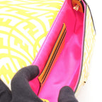 Fendi Shoulder Bag Baguette Small Yellow Canvas Leather — view 3