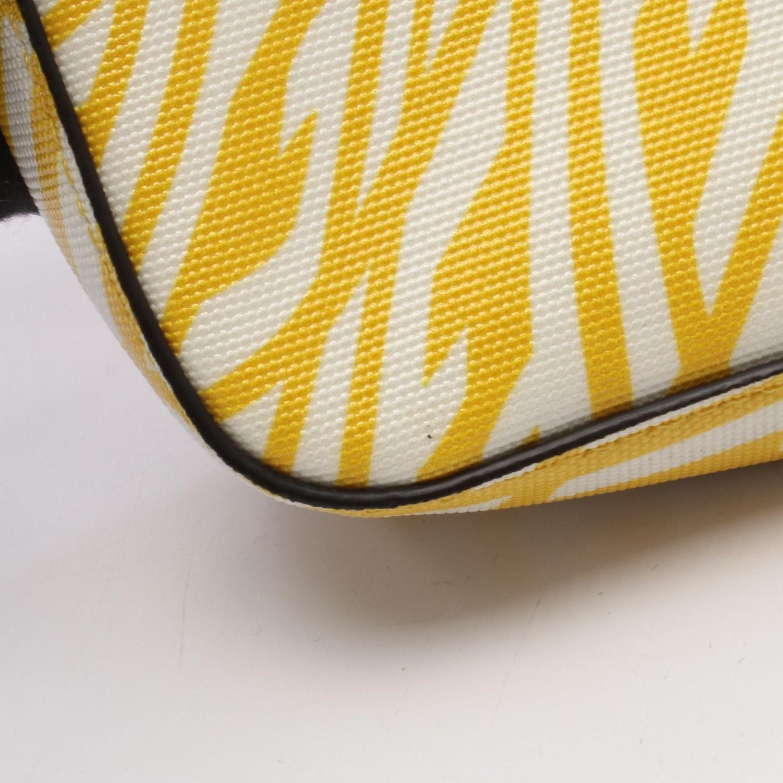 Fendi Shoulder Bag Baguette Small Yellow Canvas Leather — view 9