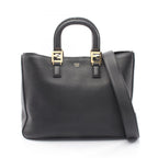 Fendi Tote FF Selleria 2-Way Black Leather