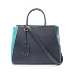 Fendi Handbag 2-Way Navy Green Leather Shoulder