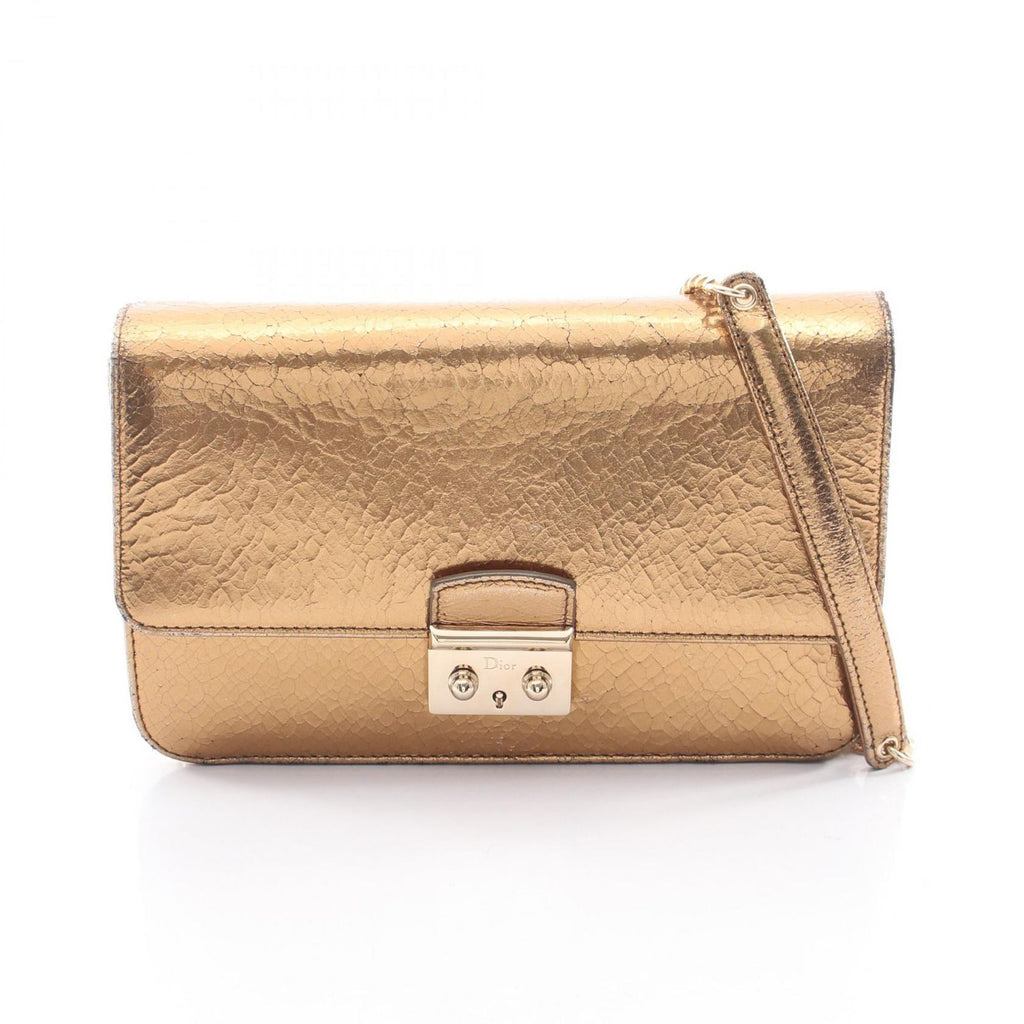 Dior Shoulder Bag Logo Gold Leather Miss Promenade Chain