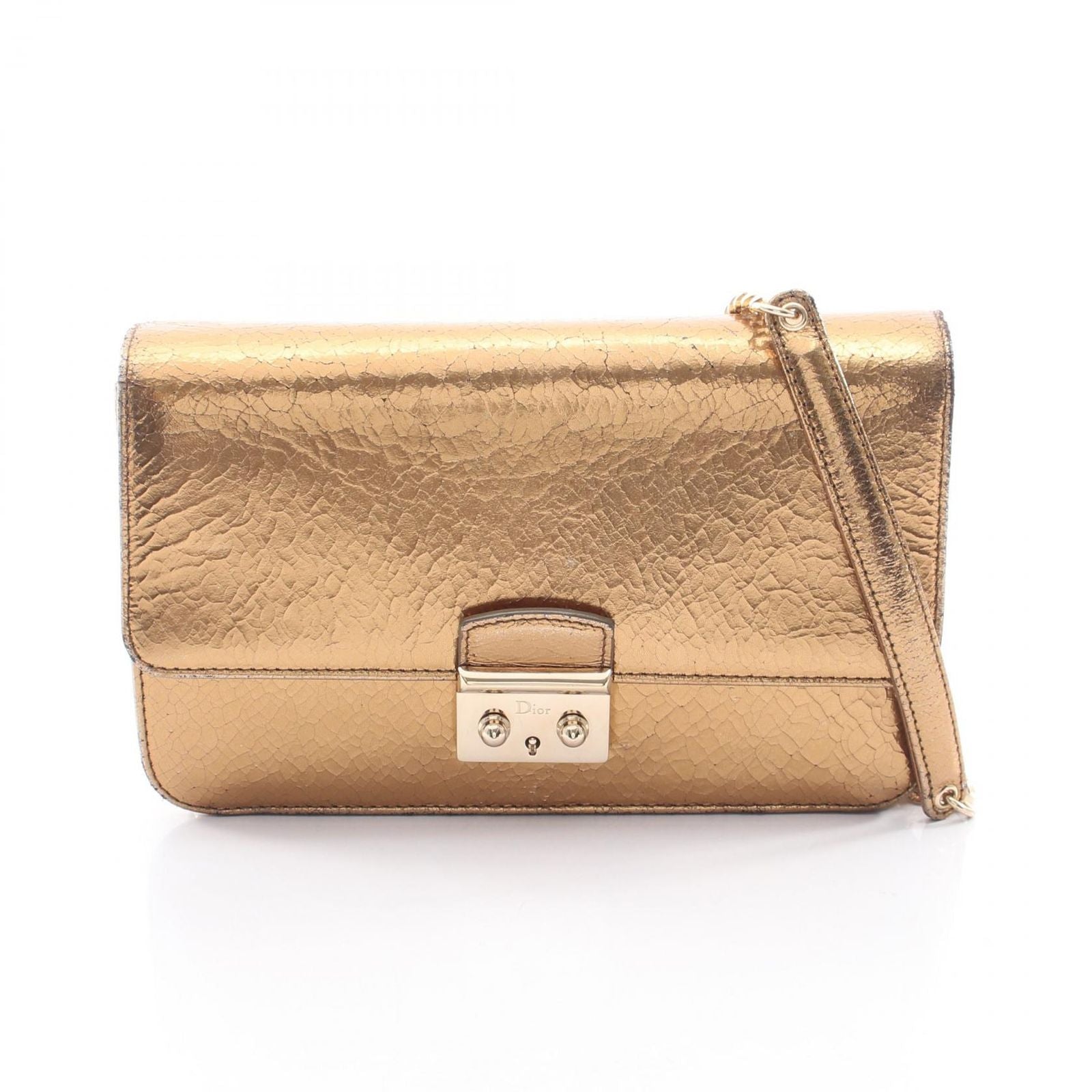 Dior Shoulder Bag Logo Gold Leather Miss Promenade Chain