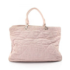 Chanel Tote CC Logo Pink Canvas Leather CC