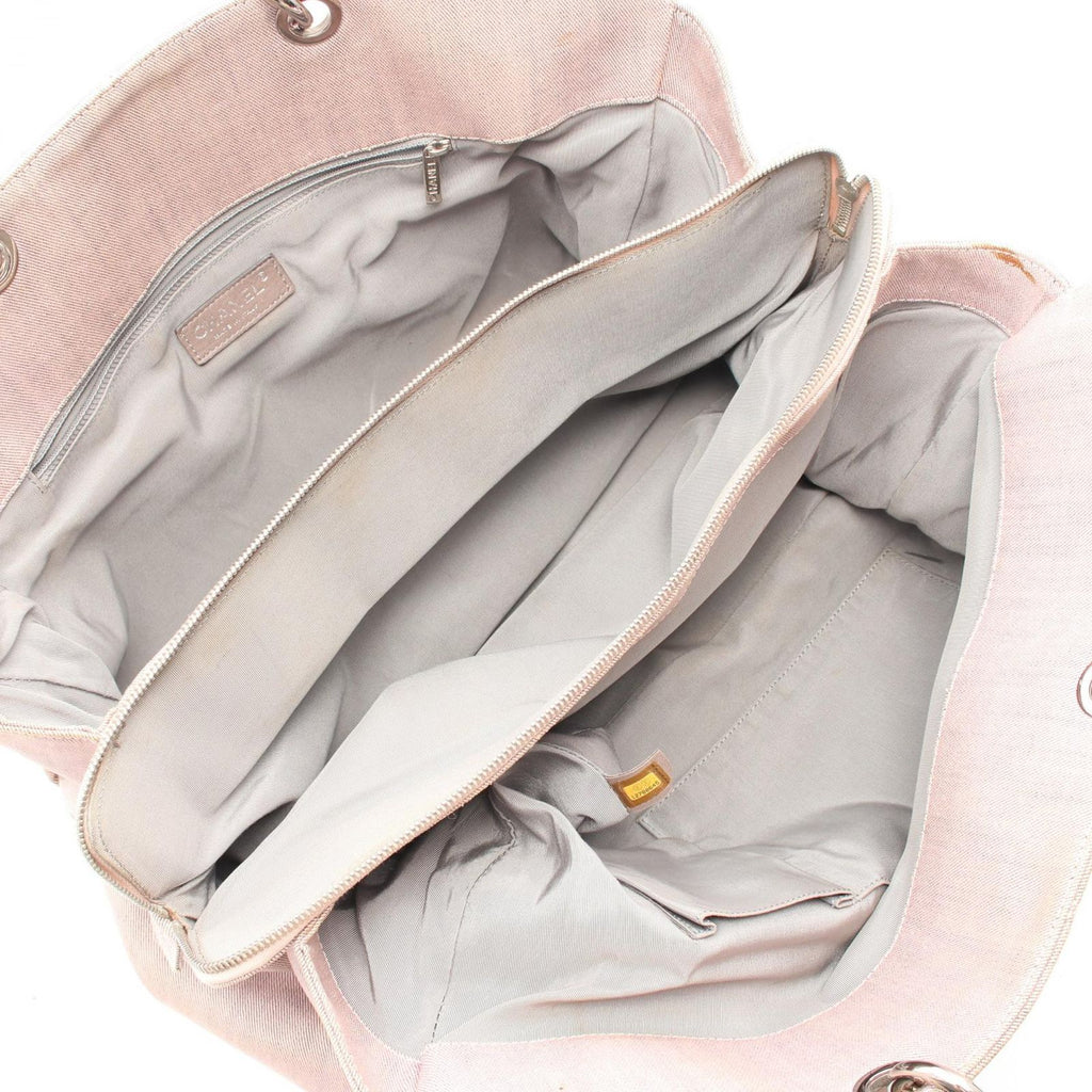 Chanel Tote CC Logo Pink Canvas Leather CC — view 3