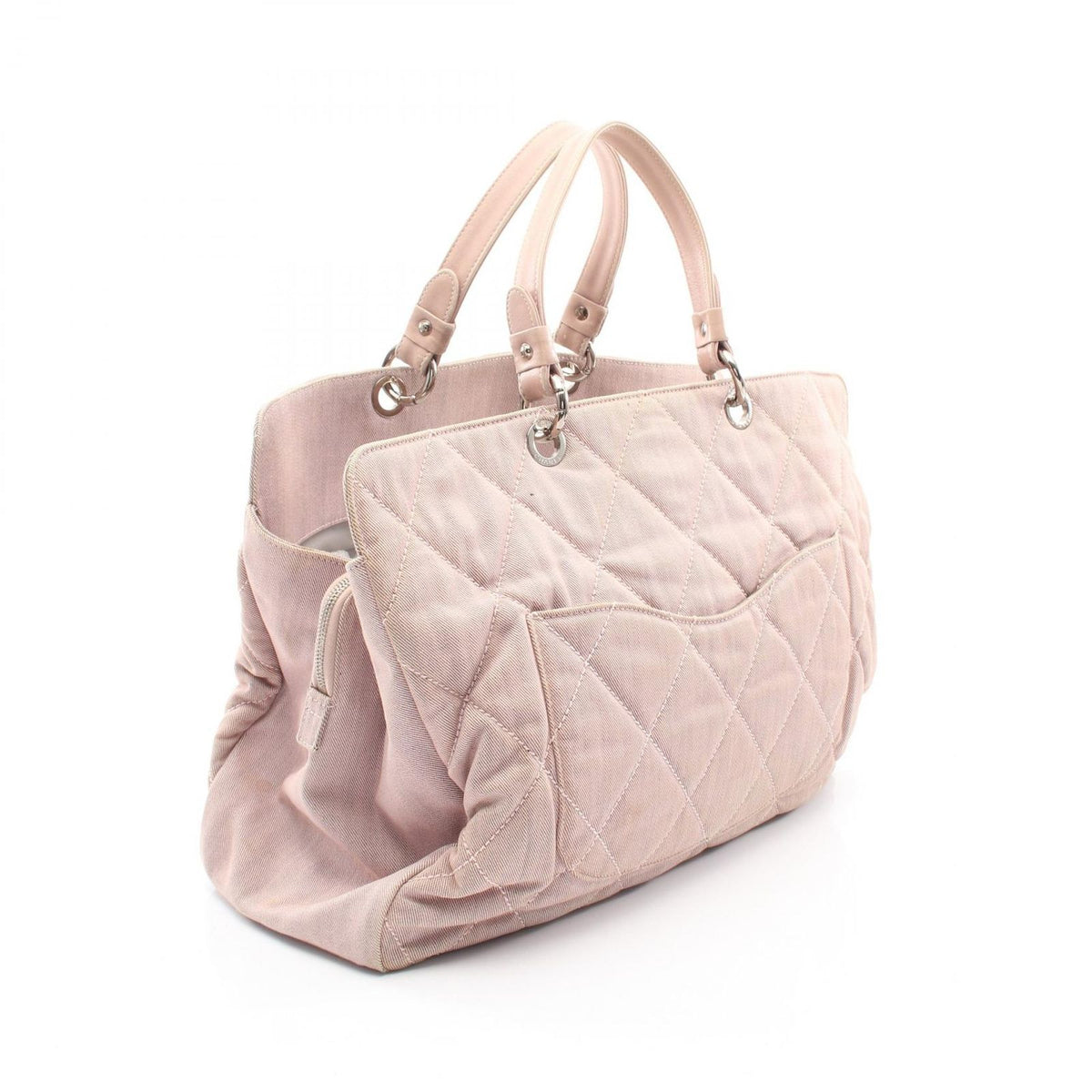 Chanel Tote CC Logo Pink Canvas Leather CC — view 2