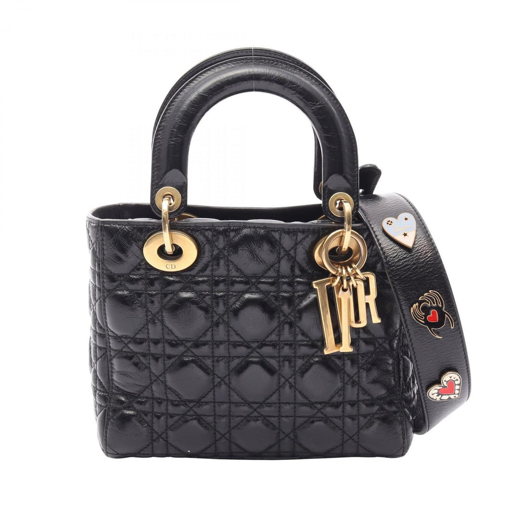 Dior Handbag Lady Dior MY Abcdior Lady Dior Small Cannage 2-Way Black Leather