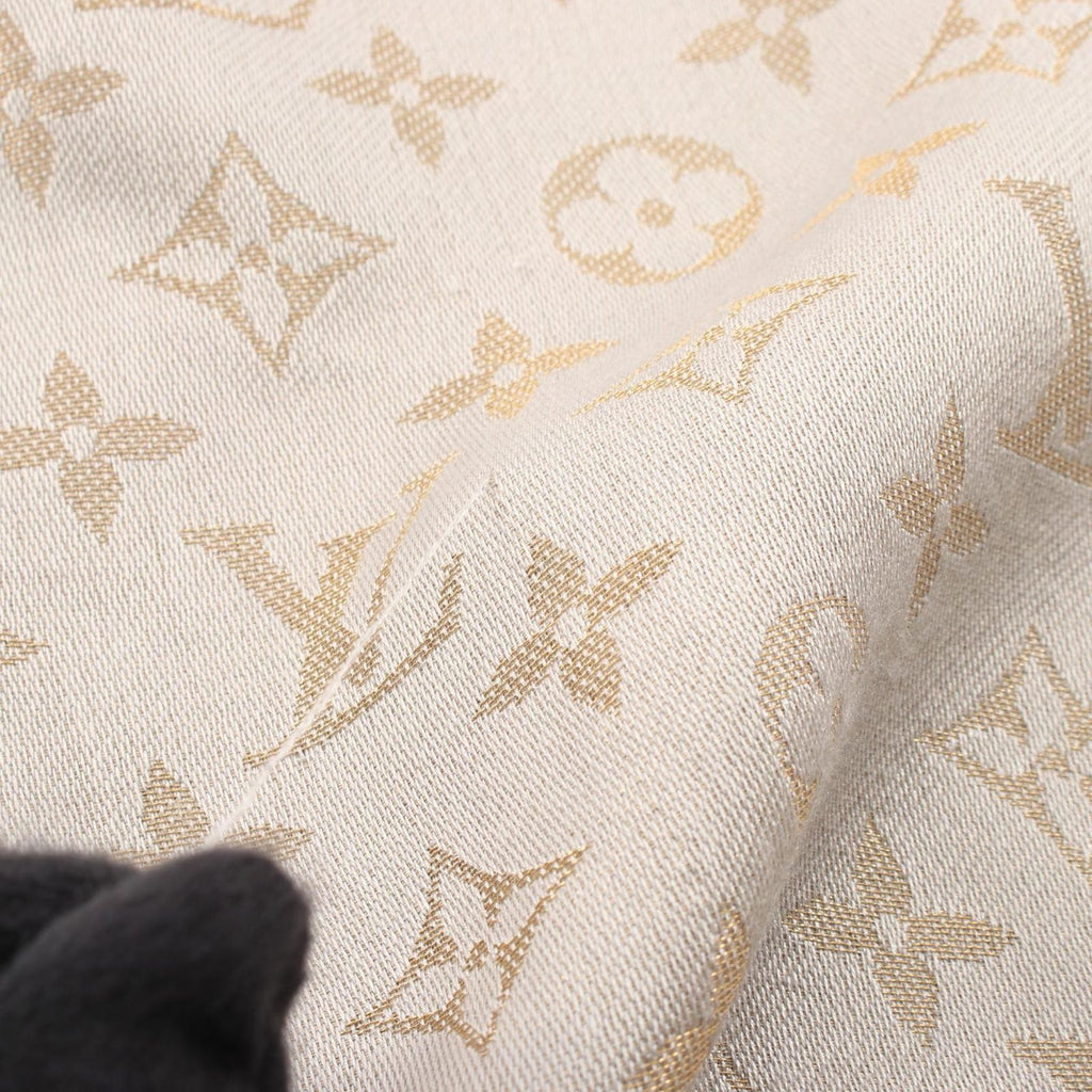 Louis Vuitton Shawl Monogram Shine Silk Wool Scarf — view 6
