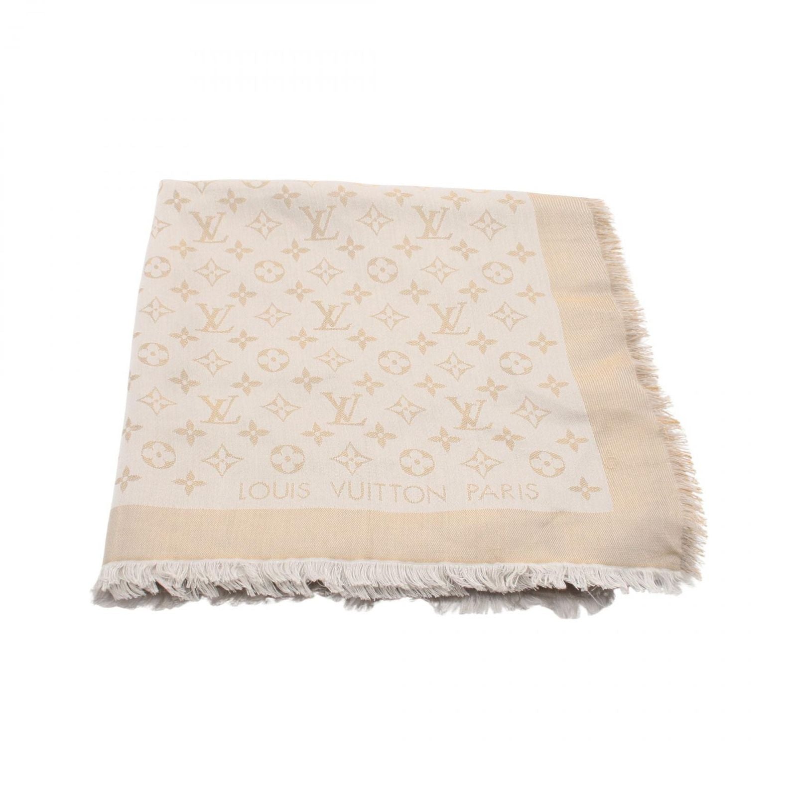 Louis Vuitton Shawl Monogram Shine Silk Wool Scarf