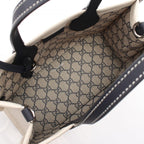 Gucci Tote Print Mini 2-Way Natural Navy Canvas Leather Logo Small — view 3