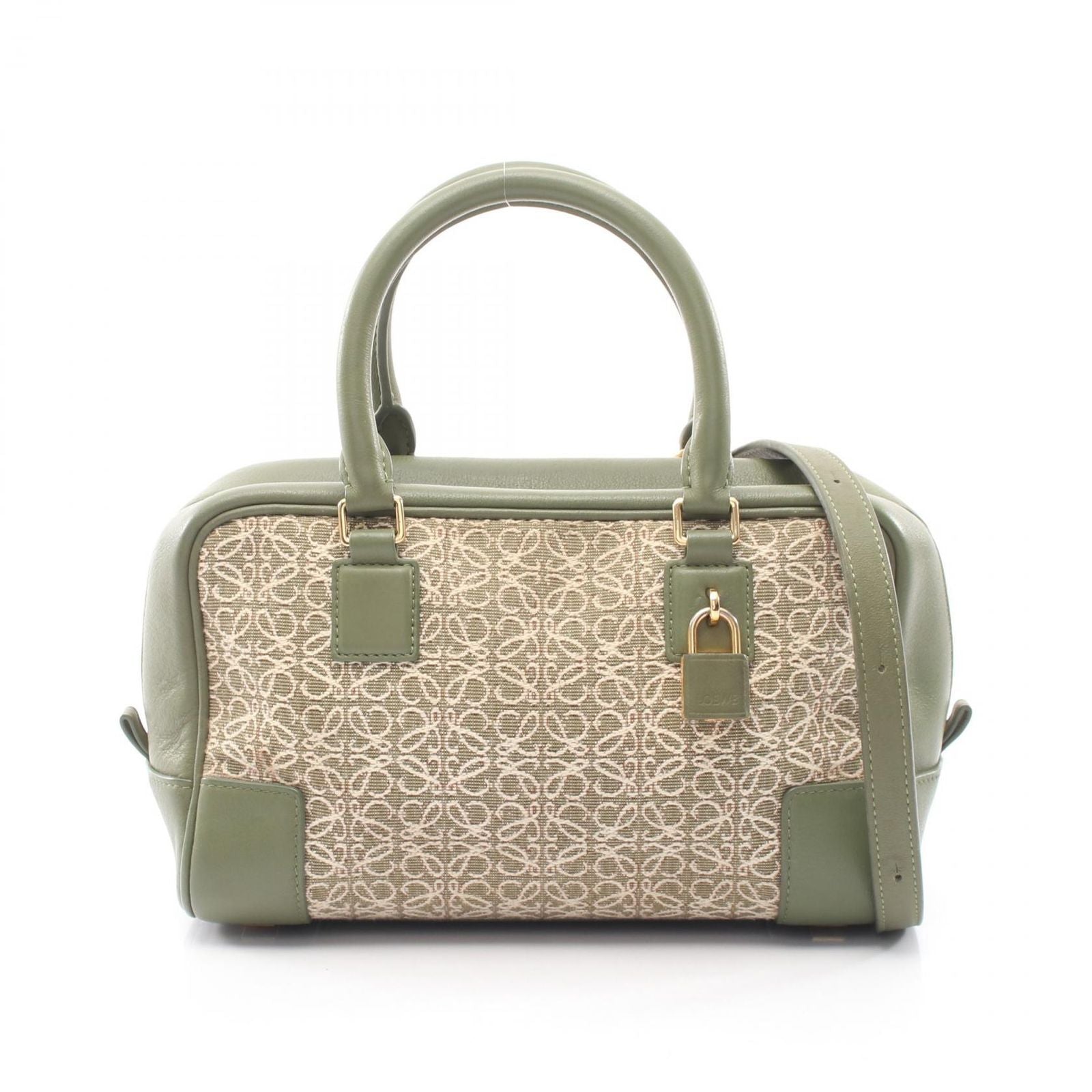 Loewe Handbag Amazona 23 Repeat 2-Way Natural Olive Canvas Leather