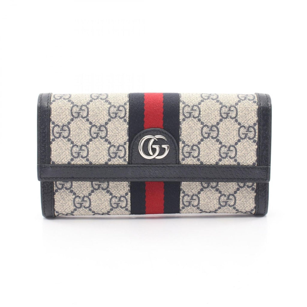 Gucci Bifold Wallet Ophidia GG Supreme Continental Off White Navy Leather