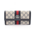 Gucci Bifold Wallet Ophidia GG Supreme Continental Off White Navy Leather