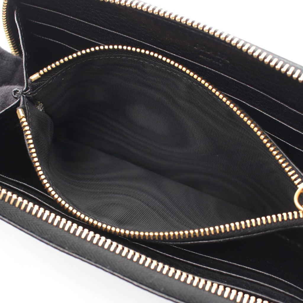 Prada Round Wallet Cervo Antic Met Black Leather — view 8