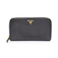 Prada Round Wallet Cervo Antic Met Black Leather
